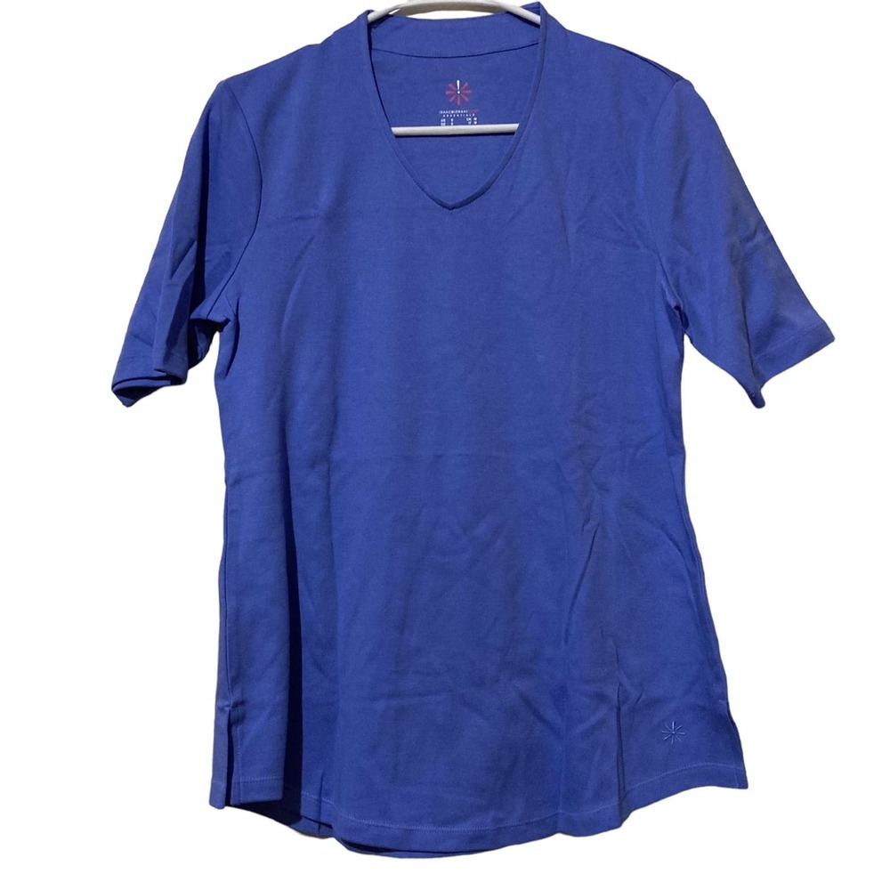 Isaac‎ Mizrahi Live! Small Short Sleeve Blue 100% Cotton Tunic Top